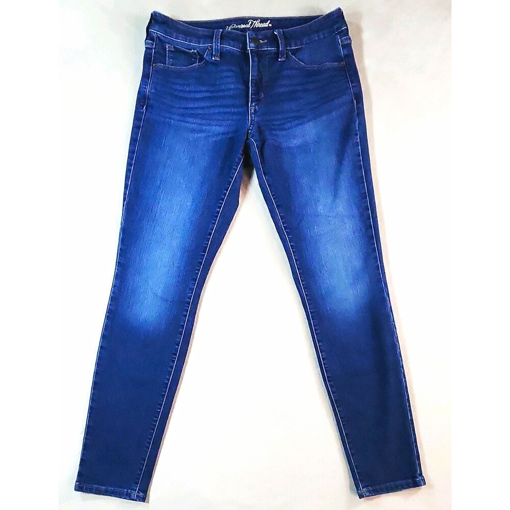 Universal Thread Women's Mid Rise Skinny Jeans Dark Wash Blue Stretch 5-Pocket 6